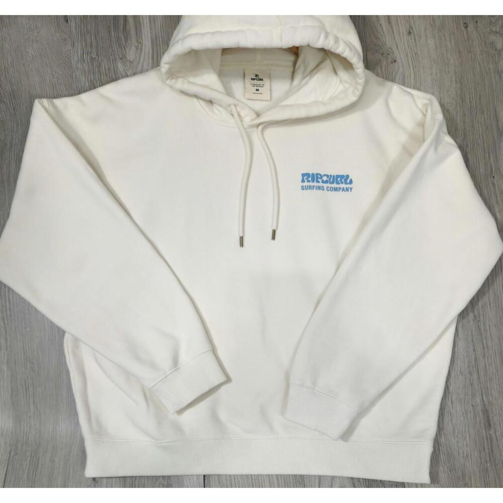 Rip Curl Surfing Company Sz M Bone White Pullover Hoodie EUC Puffy Type Logo #10 - Picture 6 of 6